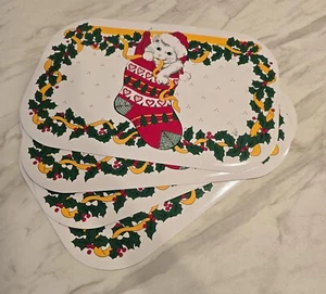 4er Set Vintage CSC 90' Weihnachten Kätzchen Strumpf Tischsets - Festliche Feiertagsdekoration - Bild 1 von 11