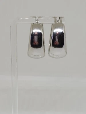 Pendientes tipo argolla ovalados italianos gruesos de oro blanco de 14k 27 x 25 mm de ancho 8,2 gramos Foto 1 de 4