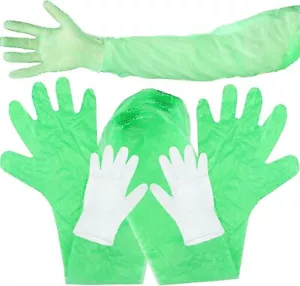 100 Pcs Field Dressing Gloves Deer Hunting Extra Long Disposable Gloves Field - Picture 1 of 7