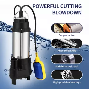 1.5HP Water Pump Submersible Flooding Swimming Pool 2645GPH Emergency Draining - Picture 1 of 22