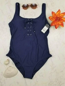 Traje de baño Mossimo para mujer con cordones de una pieza azul oscuro noche talla M - Imagen 1 de 11
