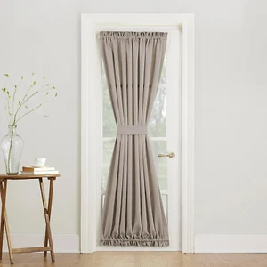 Sun Zero Barrow Energy Efficient Rod Pocket Door Curtain Panel, 54" x 72", Stone - Picture 1 of 12