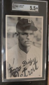 1936 goudey wide pen Type 1 R314 Tommy Bridges SGC 5.5 EX+ POP 2 NONE HIGHER ace