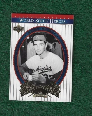 SANDY KOUFAX - MLB HOF - 2002 CUBIERTA SUPERIOR HÉROES SERIE MUNDIAL - TARJETA BASE # 30 Foto 1 de 2