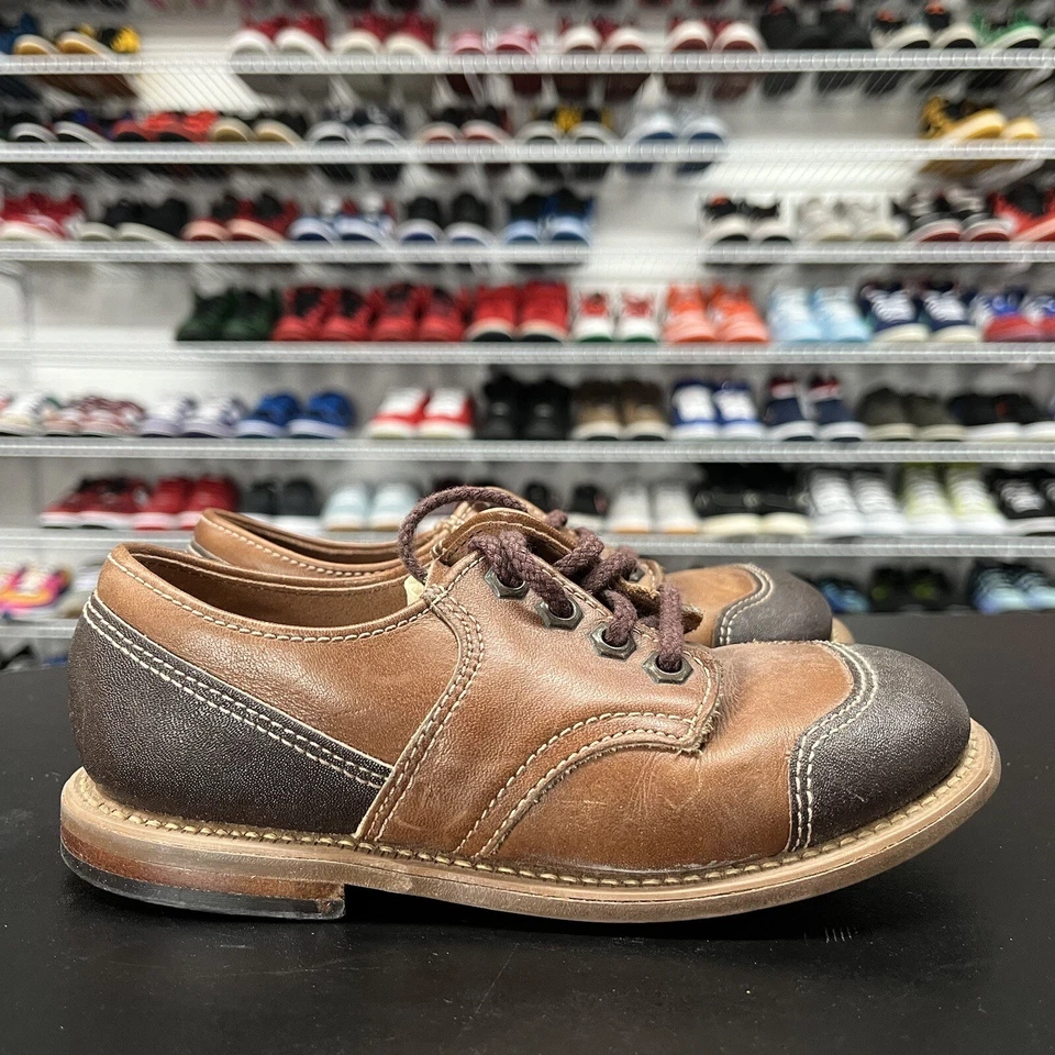复古 Stride Rite 婴儿鞋棕色系带硬底鞋底 1 码 — 第 1/4 张图片