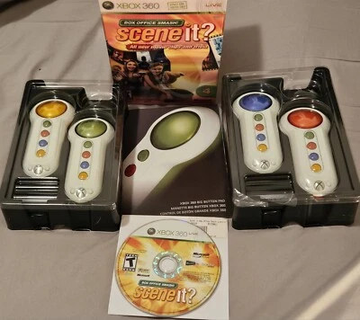 SCENE IT? Box Office Smash Bundle (Xbox 360, 2008) Gane Disc + 4 Controllers   - Image 1 of 4