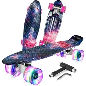 Mini Cruiser Skateboard 22 Zoll LED Leuchtrollen All-in-one für Anfänger - Bild 1 von 2