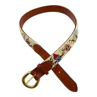 Vtg Womens Dan Place Embroidered Belt Sz 32 Bird Houses Cottage Bloomcore EUC - Image 1 of 4