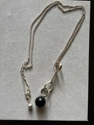 "Colgante Georg Jenson ESFERA SS/925 ágata negra caída ADJ CHN longitud 16"" o 18""" Foto 1 de 4