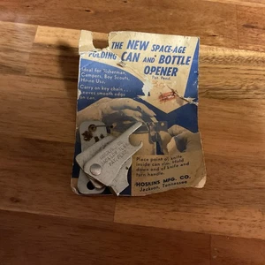 Abridor de latas y botellas vintage de la era espacial marcado Hoskins Mfg. Co. - Imagen 1 de 4