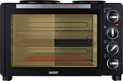 Mini Backofen 30L mit 2 Kochplatten & Drehspieß Schwarz 1500W 68885 - Bild 1 von 4