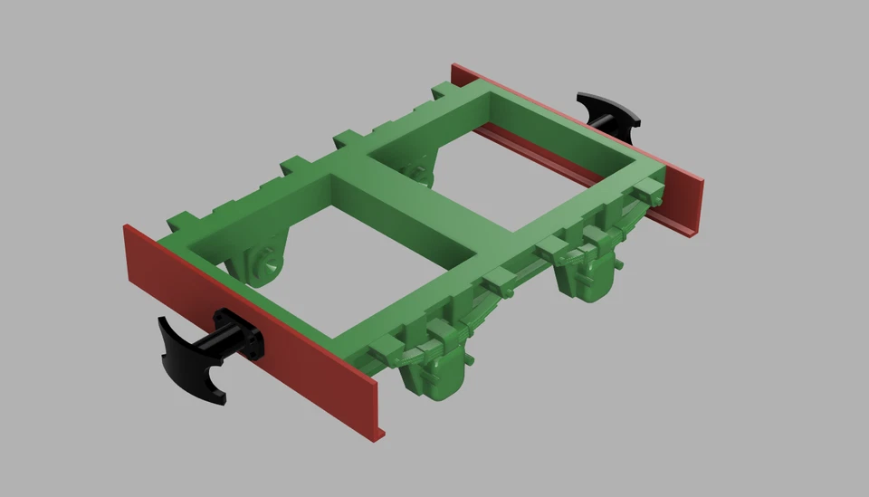 MODELLBAU KAUSSEN Fahrwerk Typ Heeresfeldbahn für Feldbahn Wagen 1f incl. Radsatz