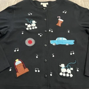 Cárdigan Suéter Bechamel Mujer Talla XL 50s Diseño Caniche Música Coche Calcetín Hop - Imagen 1 de 8