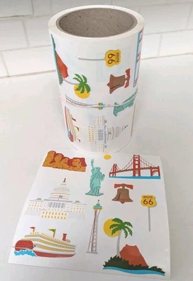 Pegatinas Roll Mrs. Grossman’s de colección 1997 por yarda EE. UU. Landmarks Patriotic 6x6" Foto 1 de 4