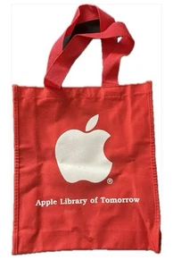 *APPLE COMPUTERS* Apple Library of Tomorrow VINTAGE RED CANVAS BOOK-BAG - Photo 1/3