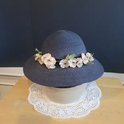 Vintage MGM Margaret O' Brien Hat Cinderella Blue Straw Floral - Image 1 of 4