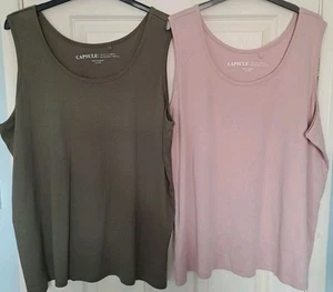 NEW JD WILLIAMS CAPSULE 2 WOMENS VEST TOPS KHARKI/PINK SIZE 28/30 MEASUREMENTS - Picture 1 of 9