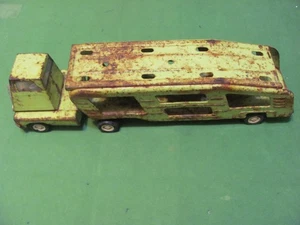 Vintage Tonka Pressed Steel Car Hauler Green Metal Truck & Trailer 18" for Part. - Bild 1 von 10