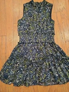 1 State Mock Neck Ruffled Floral Dress Size L- Evening Party Fun - Picture 1 of 7