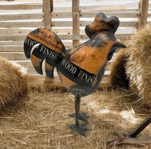 Rooster Metal Decor Kitchen Statue Brown Black 10.5"H Folk Art Farmhouse - Picture 1 of 13