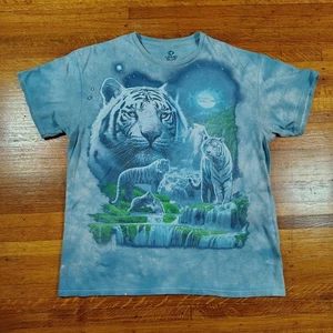 Vintage Tiger The Mountain Liquid Blue Batik T-Shirt Herren Gr. Large *Distressed* - Bild 1 von 9