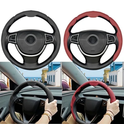 For Chevrolet 3pc Car Steering Wheel Cover Protector 15" Luxury Leather Non-slip - Image 1 of 4