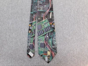 Cravatta vintage Ralph Marlin uomo modello circuito computer poliestere 1994 USA - Foto 1 di 7