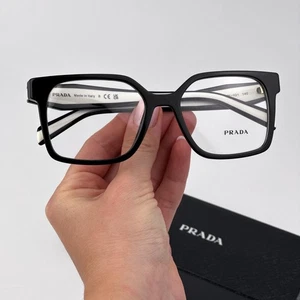 Prada Women Eyeglasses Black Demo Square PRB03V 16K1O1 NEW AUTHENTIC - Picture 1 of 9