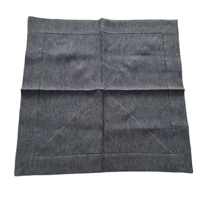 Marchsf Linen Napkin Set of 14 Denim Hemstitch Peter Speliopoulos 21”L x 21”W - Image 1 of 4
