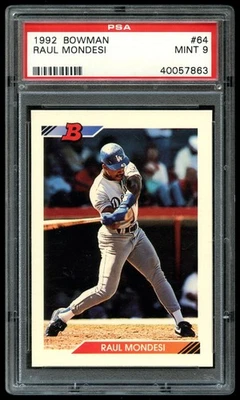 1992 Bowman #64 Raul Mondesi PSA 9 Estado perfeito - Imagem 1 de 2