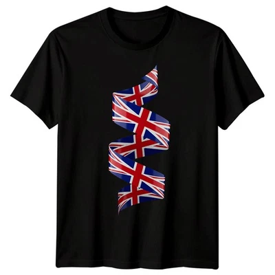 Curled British Flag Union Jack T-Shirt UK Great Britain Football Tee Adults Kids
