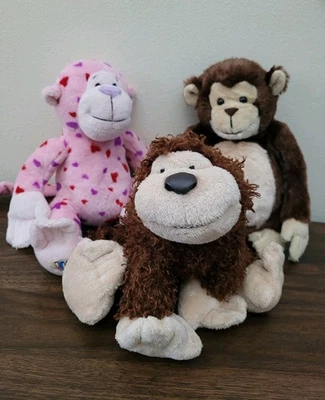 Ganz Webkinz Lot of 3 Monkeys Plush Love Monkey Chimpanzee Cheeky Monkey No Code - Image 1 of 4