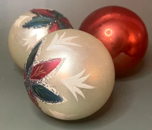 Vintage Weihnachtsschmuck zum Aufhängen 3er Set Glas glänzend Brite - Bild 1 von 6