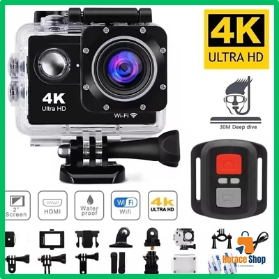 ✅ Caméra d'Action Ultra HD 4K Go Pro Étanche Écran 2.0 Wifi Télécommande Casque