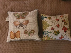 Hallmark Heritage Schmetterling KISSEN & Made in India Blumen Patchwork braun grün - Bild 1 von 6