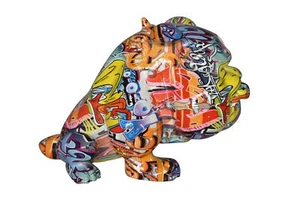 Modern Happy Graffiti Bulldog Statue Made of Resin Size: 14" x 19" x 10"H - Picture 1 of 12
