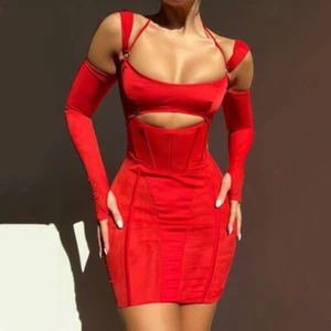 Women's Sling Tight Dress Fashion Backless Mesh See-through Hip Skirt - Picture 1 of 7