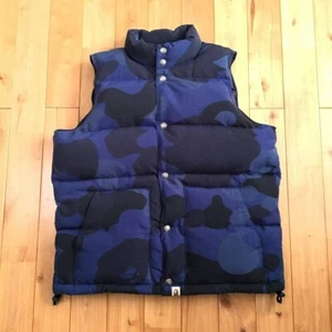 BAPE Giant Blue camo Puffer Down Vest a bathing ape NIGO Size XL From Japan - Picture 1 of 7