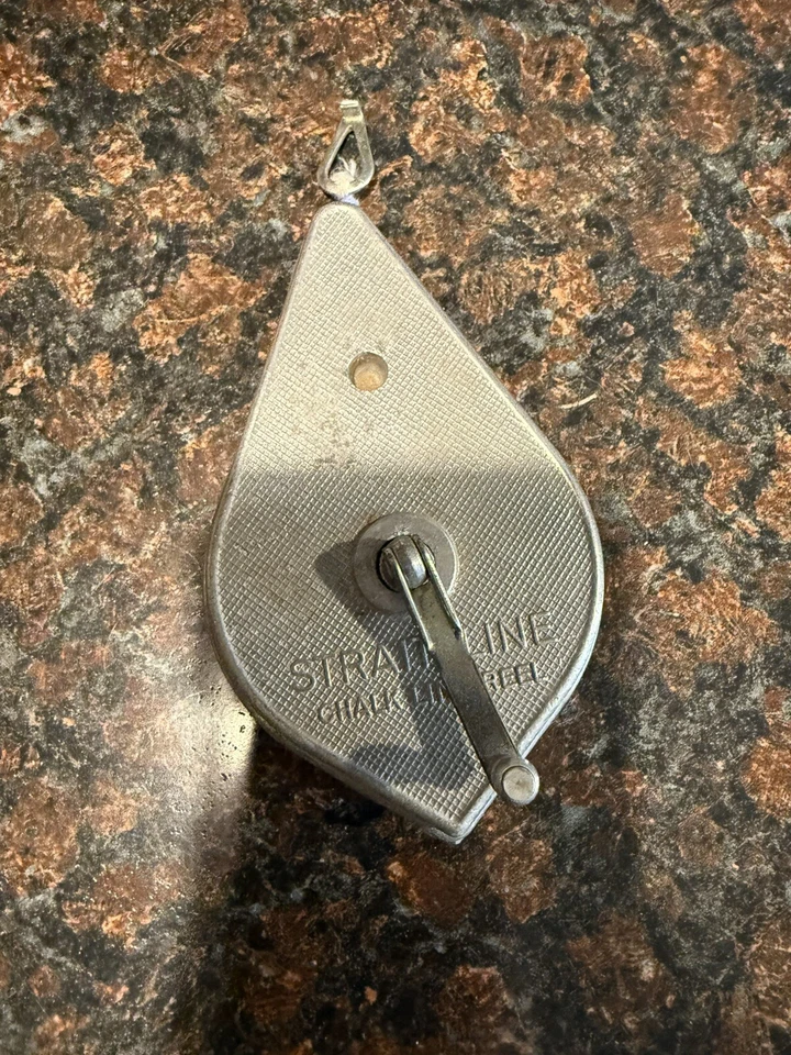 Vintage Irwin Straight-Line Chalk Line Reel Plumb Bob Metal Tool Made In USA  - Image 1 of 3