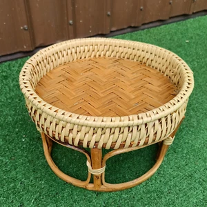 Natur Rattan Khantoke Thai Handarbeit Obst Essen Tablett Tisch vielseitig - Bild 1 von 4