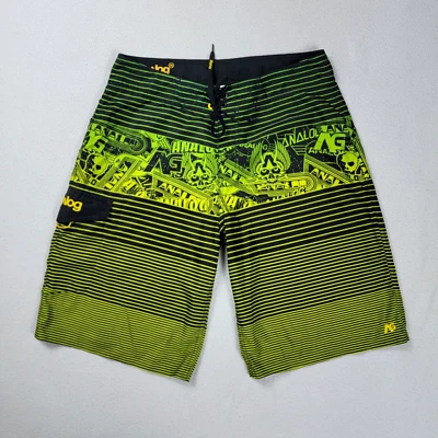 Pantalones Cortos de Natación Analógicos Para Hombre Talla 30 Rayas Verdes Patinador Calaveras Foto 1 de 4