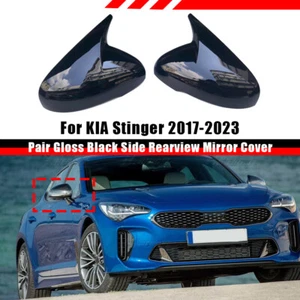 Gloss Black Horn Door Side Wing Mirror Cover Cap For KIA Stinger 2017-2023 - Picture 1 of 8