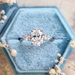 Oval Cut 1.70 Ct Diamond Wedding Ring IGI Certified Lab Grown Real 950 Platinum - Picture 1 of 9
