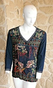 Tee shirt manches longues bleu neuf taille S marque Desigual étiqueté à 57€ (cm) - Imagen 1 de 4