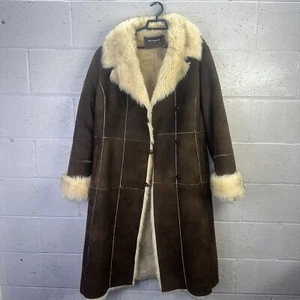 El Corte Ingles Vintage Wildleder langer Mantel mit Gürtel Größe 46 N Spanien EUC - Bild 1 von 6