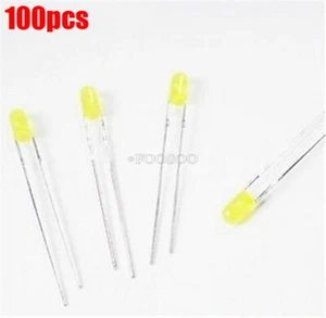 100Pcs Diffused Led 3Mm Yellow Color Yellow Light Super Bright fc - Picture 1 of 2