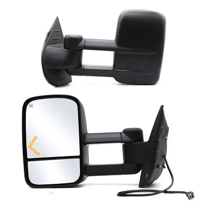 Зеркала буксировки подходят для 2012 Chevy Silverado 1500 сигнальный фонарь с подогревом черные - Изображение 1 из 4