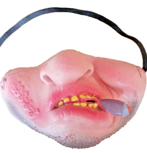 Funny Half Face Gringo Cowboy Pirate Convict Big Nose Latex Mask Cigar Stubble - Picture 1 of 5