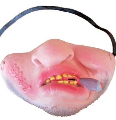 Funny Half Face Gringo Cowboy Pirate Convict Big Nose Latex Mask Cigar Stubble - Image 1 of 4