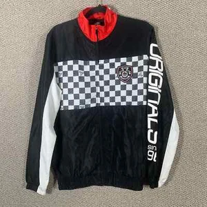 Vintage Enyce Windbreaker Jacket Mens Small Black White Checkered 90s Retro - Picture 1 of 12